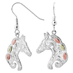 Black Hills Gold Silver Horse Earrings (MRLER626)