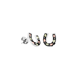 Black Hills Gold Silver Horseshoe Earrings