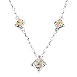 Black Hills Gold Silver Leaf Diamond Shaped Necklace