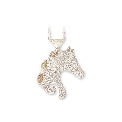 Black Hills Gold Silver Horse Earrings (MRLER626)