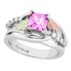 Black Hills Gold Silver Pink Sapphire Ring