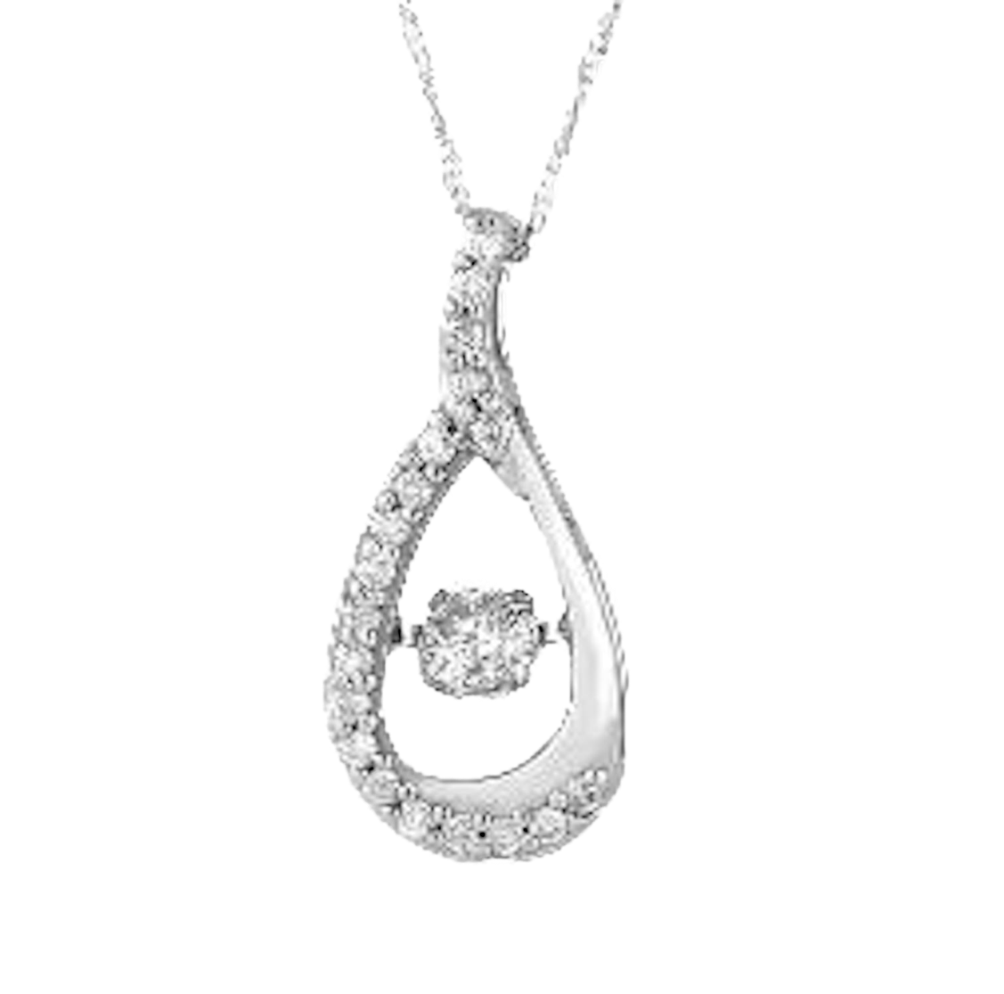 White Gold Tear Drop Glimmer Diamond Necklace