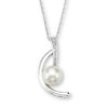 Silver Elegance Sterling Silver Pearl Diamond Necklace (EESP227D)