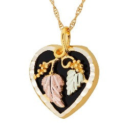 Black Hills Gold or Silver Onyx Heart Necklace