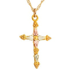 Black Hills Gold Silver Cross Necklace