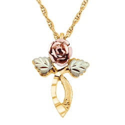 Black Hills Gold Silver Rose Necklace (2MR2280)