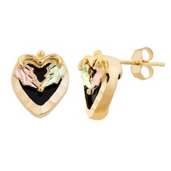 Gold Onyx Heart Earrings