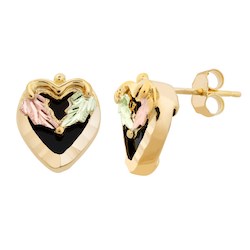 Gold Onyx Heart Earrings (2G3020OX)