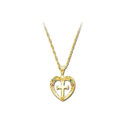 Black Hills Gold Heart with Cross Necklace