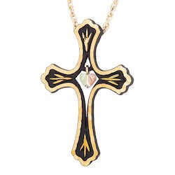 Black Hills Gold Black Powder Cross Necklace