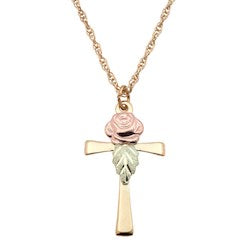 Black Hills Gold Cross Rose Necklace (2GSD20217)