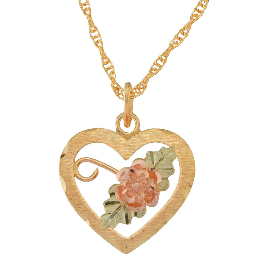 Quality Gold 10k Tri-color Black Hills Gold Diamond Rose Necklace  10BH653-18 - Pittman Jewelers