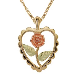 Black Hills Gold Heart Rose Necklace