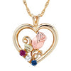 Black Hills Gold Heart Birthstone Necklace - 1 to 6 Stones (GL3593-SY / GL03593-GN)