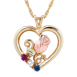 Black Hills Gold Heart Birthstone Necklace - 1 to 6 Stones