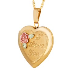 Gold Heart Picture Locket - I Love You (2GL03606)