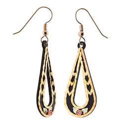 Gold Leaf Black Earrings