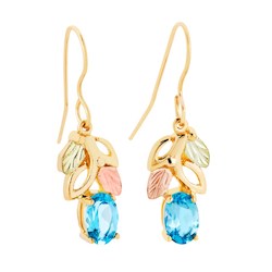 Black Hills Gold Light Blue Topaz Dangle Earrings