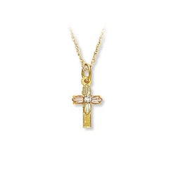 Black Hills Gold Cross Diamond Necklace