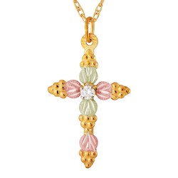 Black Hills Gold Cross Diamond Necklace