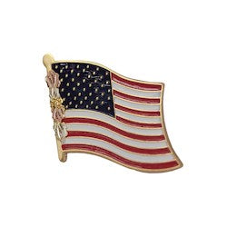 thumbnail image 2 of American Flag With Cross Pin. The Gold Christian Cross... 2 of 14