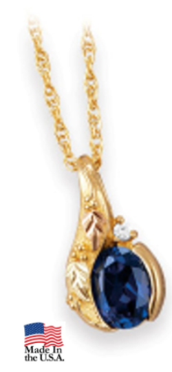 Black Hills Gold Sapphire and Diamond Necklace