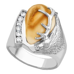 Men's Elk Ivory and Diamond Ring - Cascade