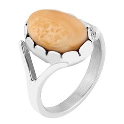 Sterling Silver Elk Ivory Lady&#39;s Ring