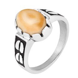 Sterling Silver Elk Ivory Men&#39;s Ring