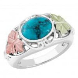 Black Hills Gold Silver Turquoise Ring