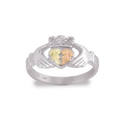 Black Hills Gold Silver Claddagh Crown Ring