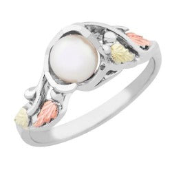 Black Hills Gold Silver Pearl Ring