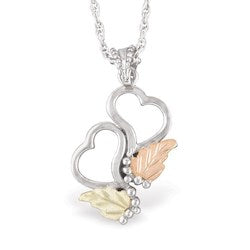 Black Hills Gold Silver Double Heart Necklace