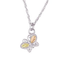 Black Hills Gold Silver Butterfly Necklace