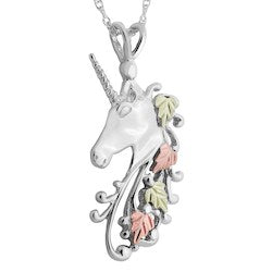 Black Hills Gold Silver Unicorn Necklace