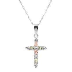 Black Hills Gold Silver Cross Necklace