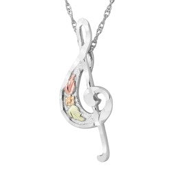 Black Hills Gold Silver Treble Clef Necklace