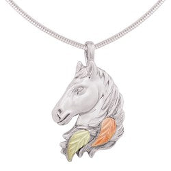 Black Hills Gold Silver Horse Head Necklace