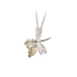 Black Hills Gold Sterling Silver Dragonfly Necklace