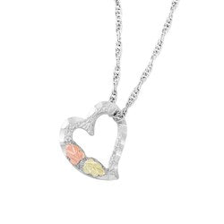 Black Hills Gold Silver Heart Necklace