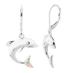 Black Hills Gold Silver Dolphin Earrings