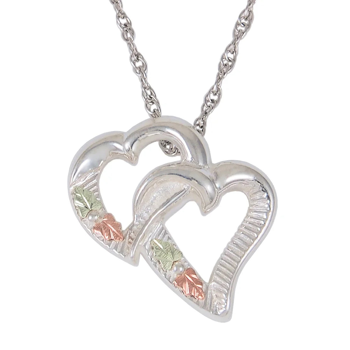 Black Hills Gold Silver Double Heart Necklace