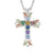 Black Hills Gold or Silver Birthstone Cross Necklace - 2 to 7 stones