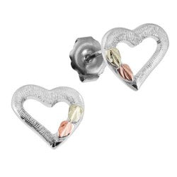 Black Hills Gold Silver Heart Earrings