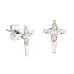 Black Hills Gold Sterling Silver Cross Earrings