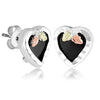Silver Onyx Diamond Cut Heart Earrings