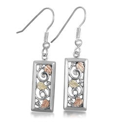 Black Hills Gold Silver Bar Dangle Earrings