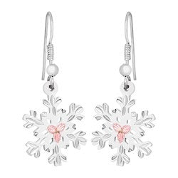 Sterling Silver Satin Finish Dangle Snowflake Earrings Sterling Silver Satin Finish Dangle Snowflake Earrings