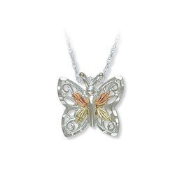 Black Hills Gold Sterling Silver Butterfly Necklace (2MRLPE516)