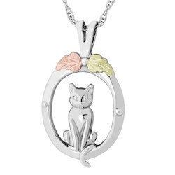 Black Hills Gold Silver Cat Necklace